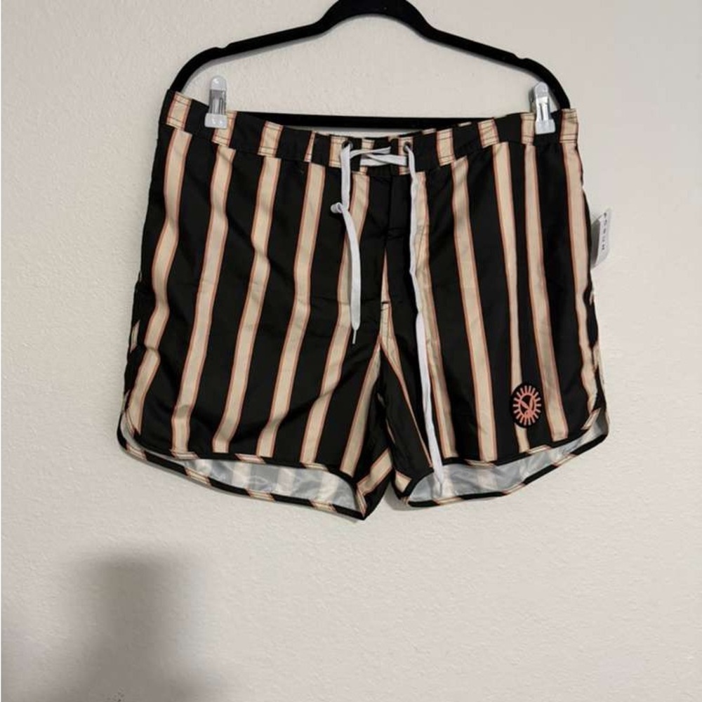 PLAYBOY Black and Tan Striped Shorts